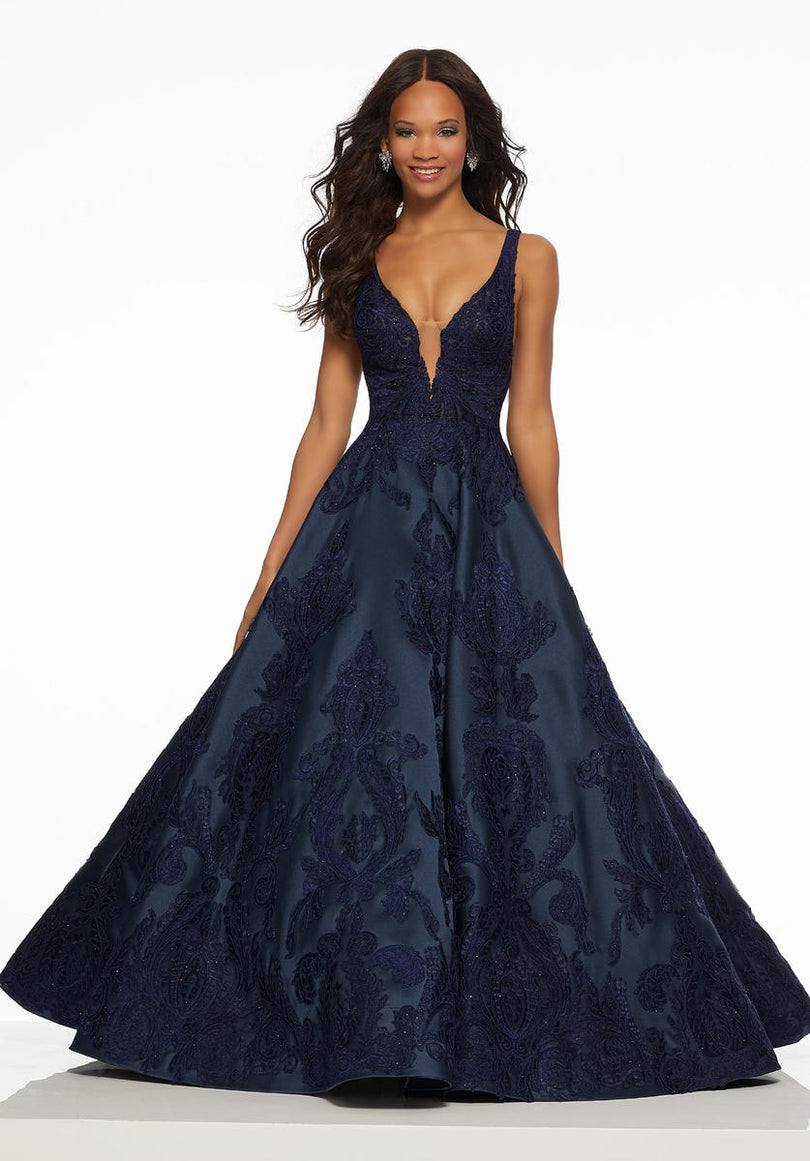 Navy Blue Long Lace Prom Dresses, Dark Navy Blue Long Lace Formal Dress on  Luulla
